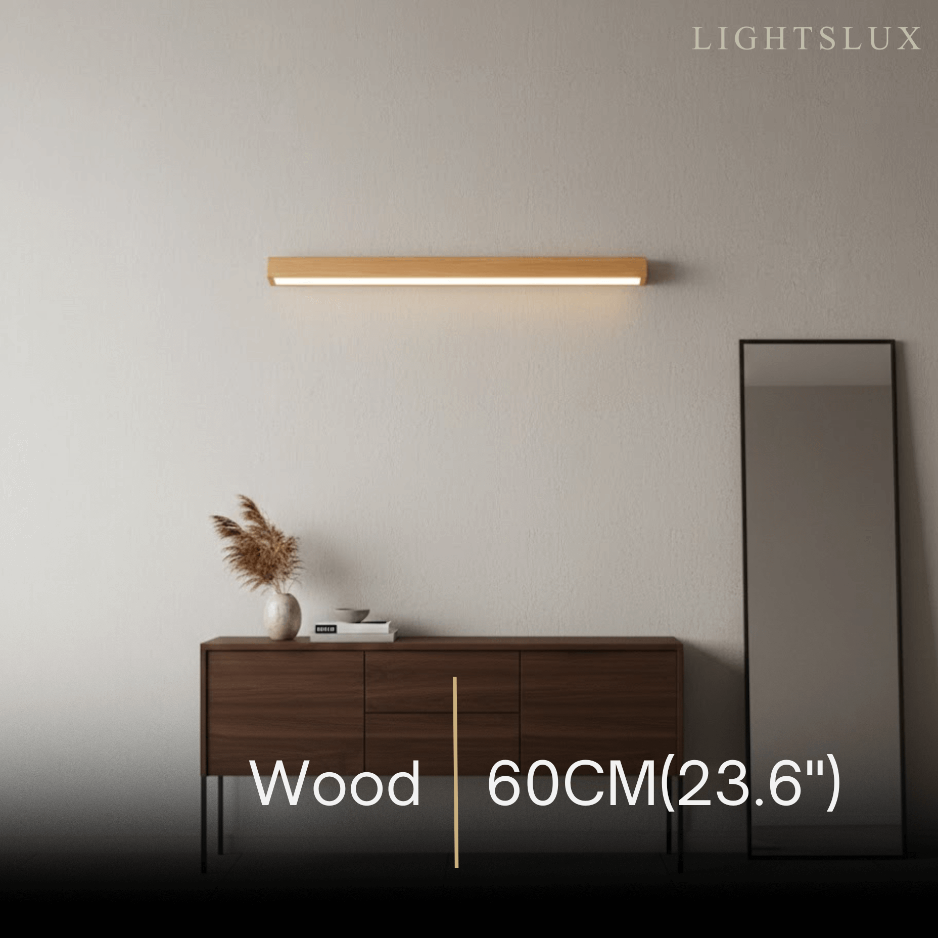 Arcato Minimalist Linear LED Ceiling Light – Walnut/Wood for Living Room
