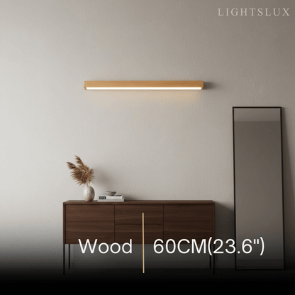 Arcato Minimalist Linear LED Ceiling Light – Walnut/Wood for Living Room