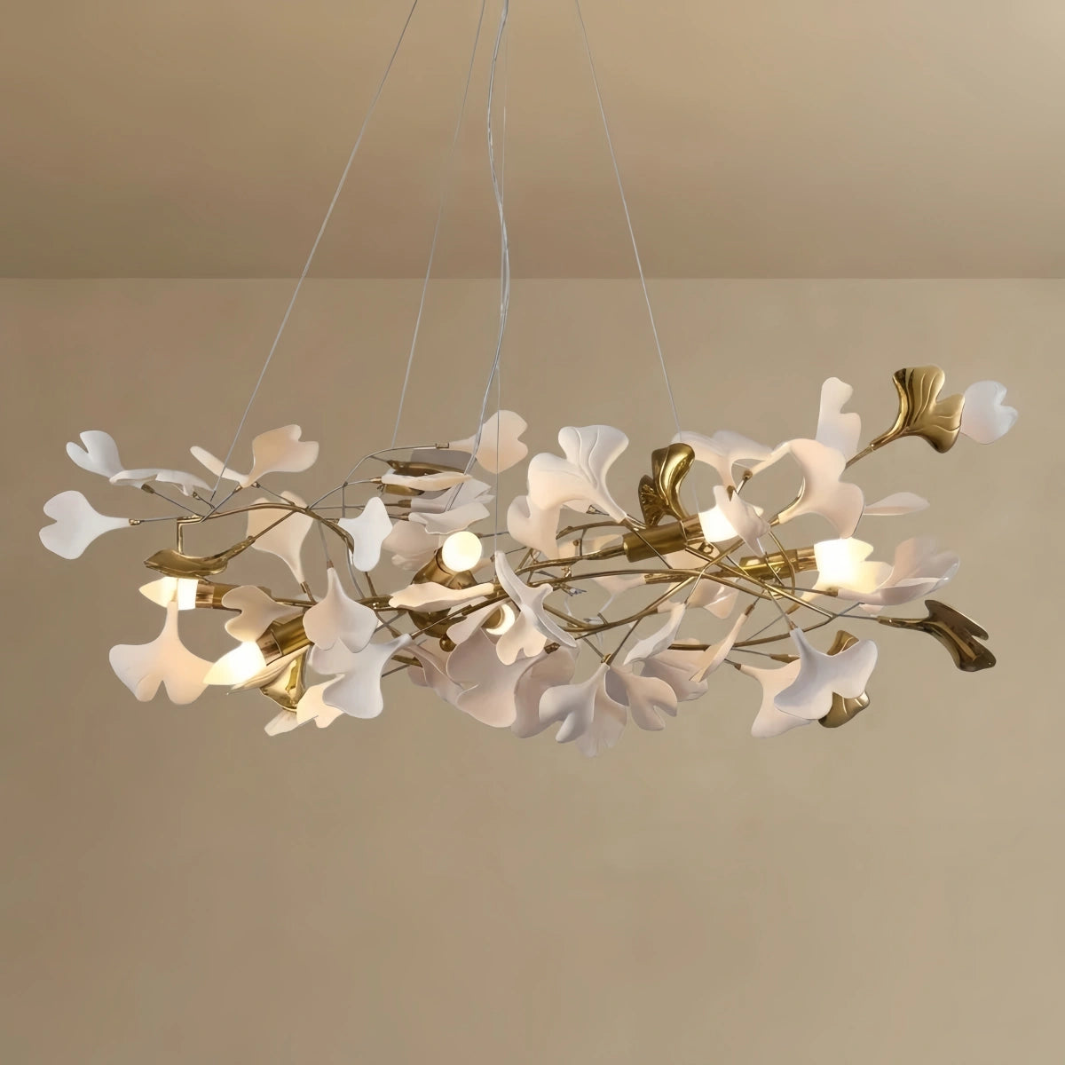 Excelis Art Deco Petal-Shaped Chandelier – Metal/Ceramic Fixture for Living Room