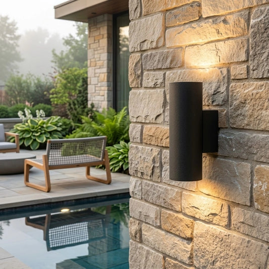 Arcato Moderne Außenwandleuchte – Zylindrische Lampe aus schwarzem/weißem Zement für den Innenhof