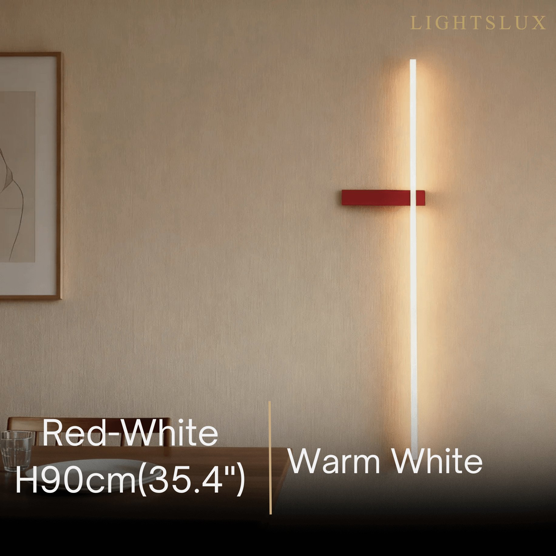 Arcato Minimalist Linear LED Wall Lamp – Black/White/ Red for Living Room