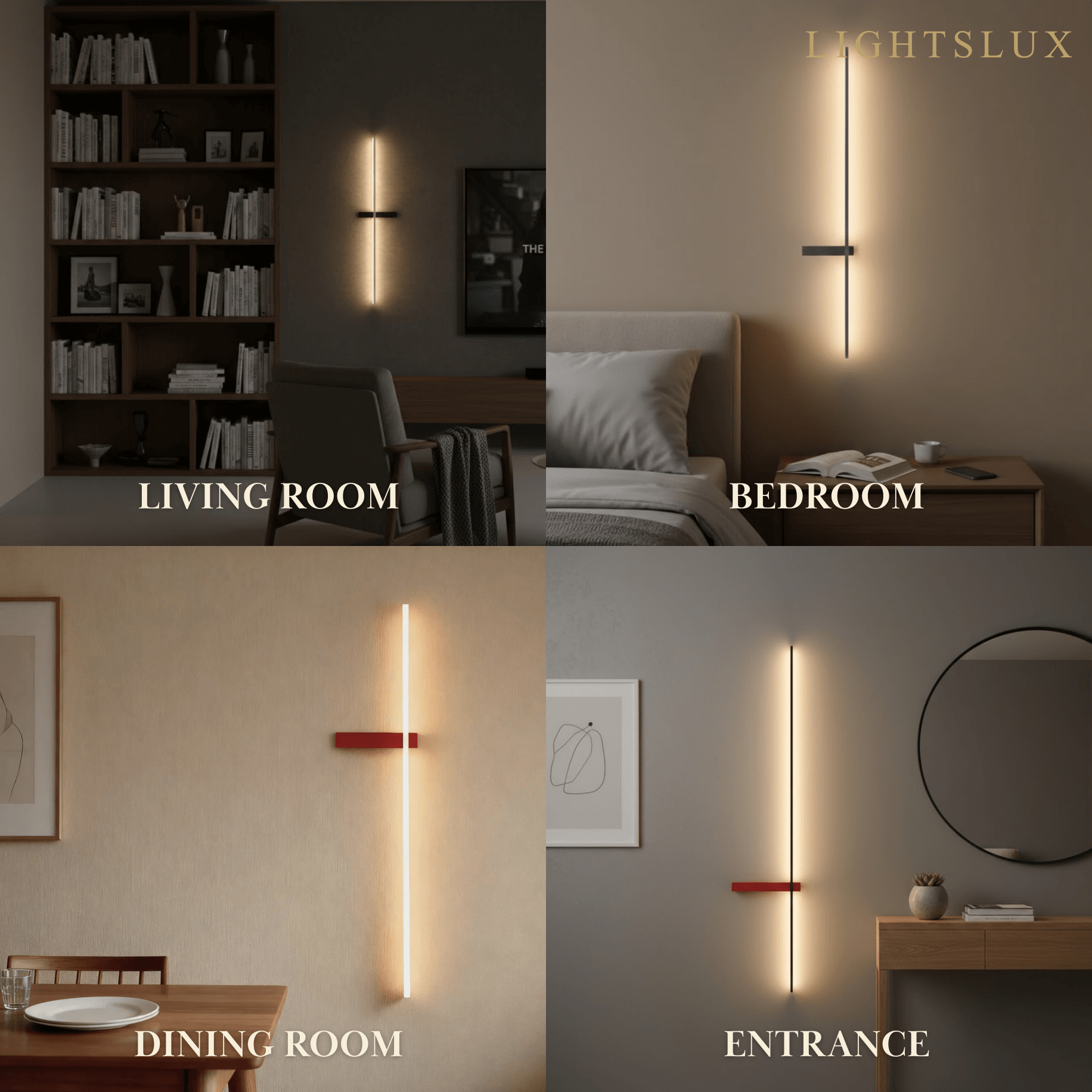 Arcato Minimalist Linear LED Wall Lamp – Black/White/ Red for Living Room