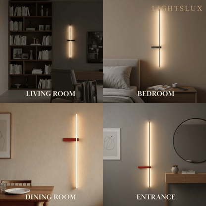 Arcato Minimalist Linear LED Wall Lamp – Black/White/ Red for Living Room