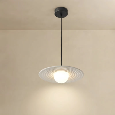 Arcato Modern Black/White Pendant Light – Metal Saucer Design for Living Room