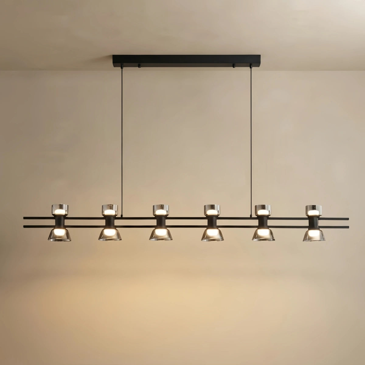Arcato Modern Pendant Light - Black/Gold Metal & Glass for Dining Room