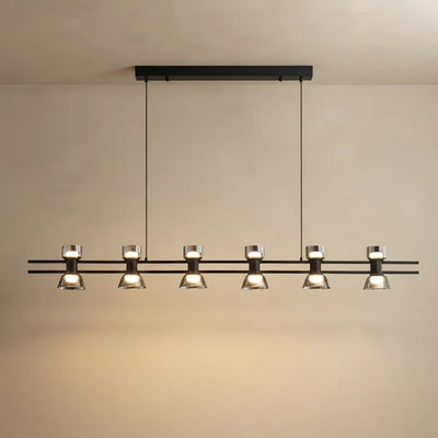 Arcato Modern Pendant Light - Black/Gold Metal & Glass for Dining Room