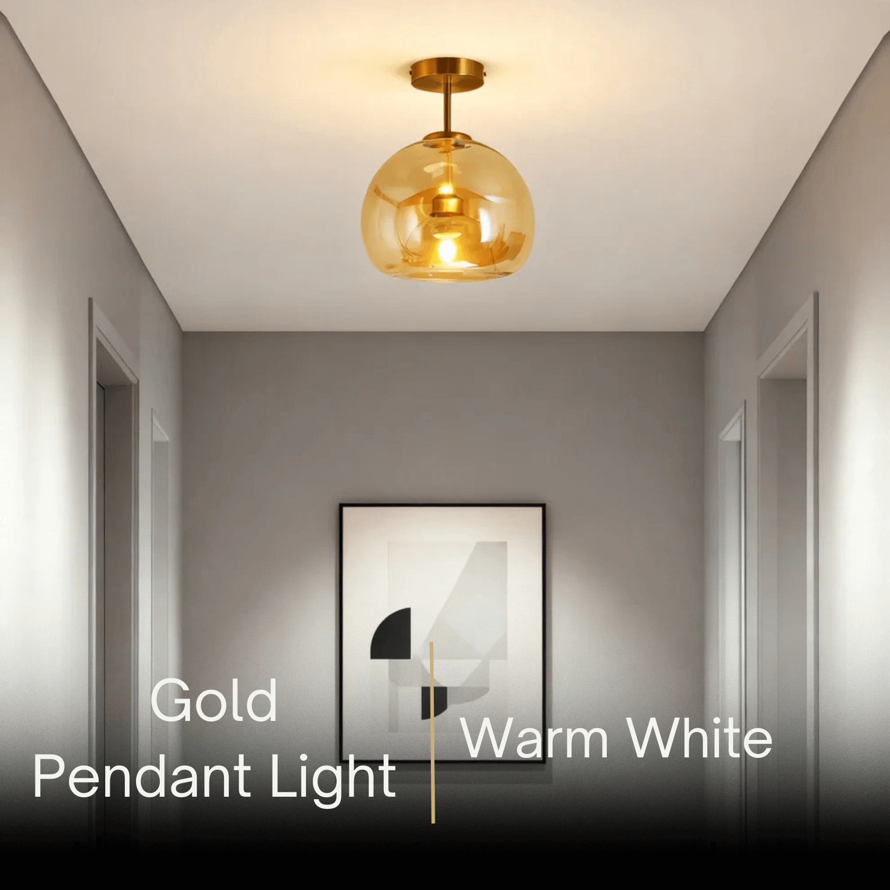 Vetro Modern Globe LED Ceiling Light/Pendant Light – Black/Gold for Hallway
