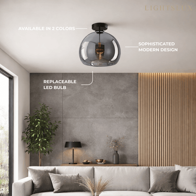 Vetro Modern Globe LED Ceiling Light/Pendant Light – Black/Gold for Hallway