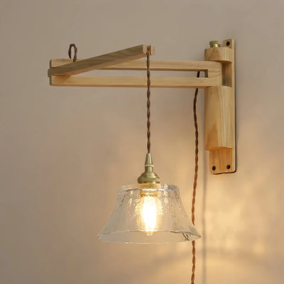 Irondale Vintage Conical Wall Lamp — Walnut Wood & Ceramic Shade for Bedroom