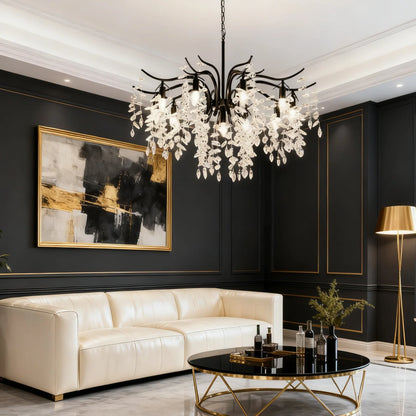 Excelis Royal Kristalllüster – Luxuriöses Schwarz/Gold-Finish für Wohn-/Esszimmer