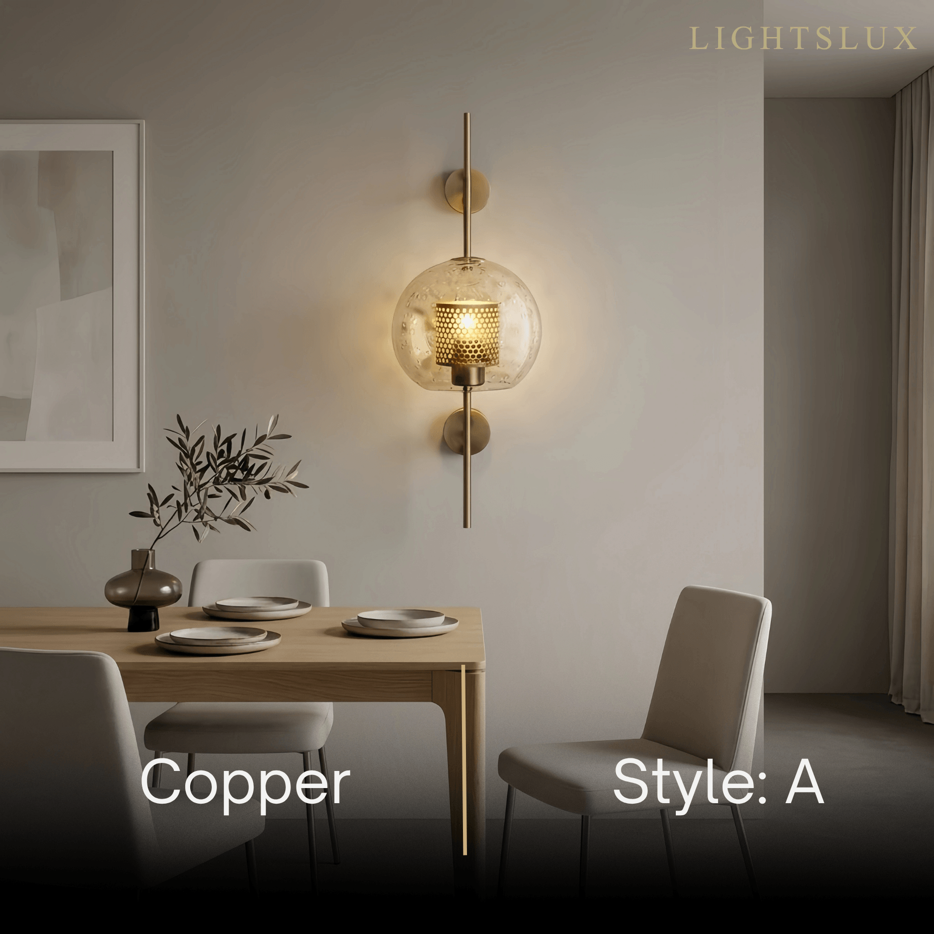 Vetro Royal Glass/Copper Wall Lamp