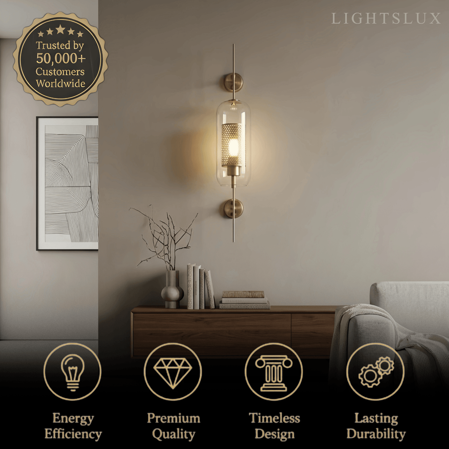 Vetro Royal Glass/Copper Wall Lamp