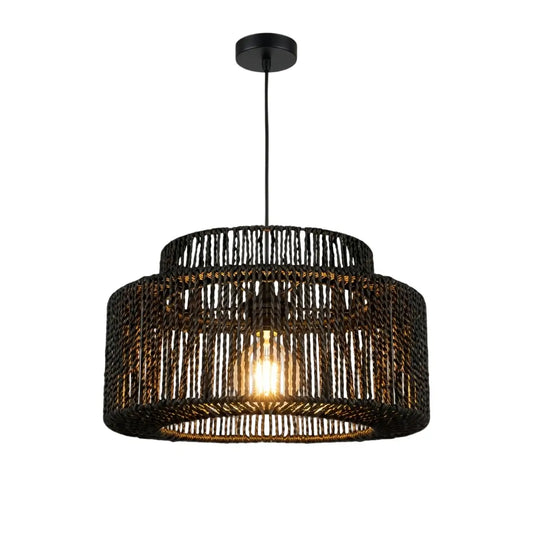 Bamburo Farmhouse Drum Pendant Light — Black