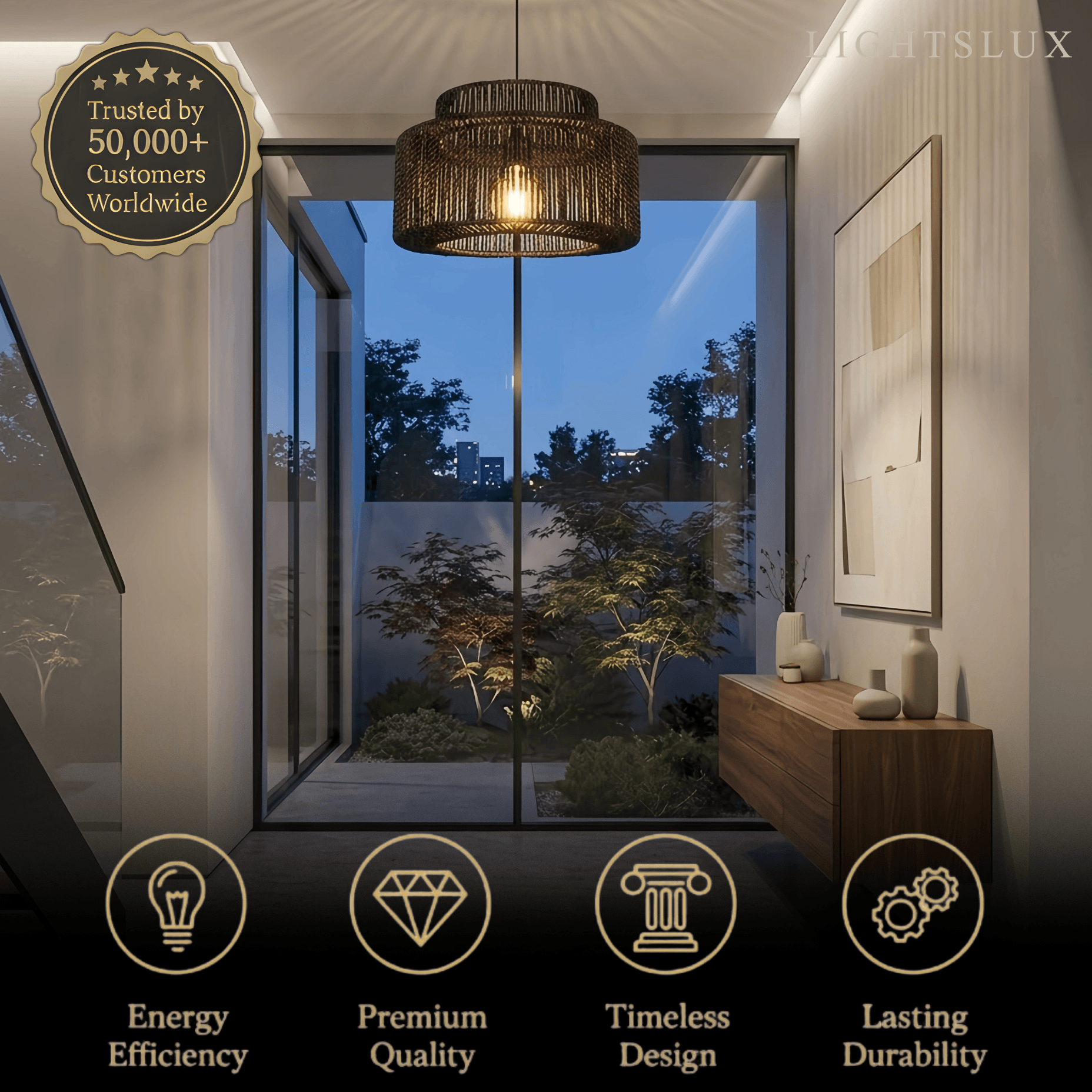 Bamburo Farmhouse Drum Pendant Light — Black