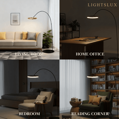 Velora Modern Round Floor Lamp – Minimalist Black Metal Design