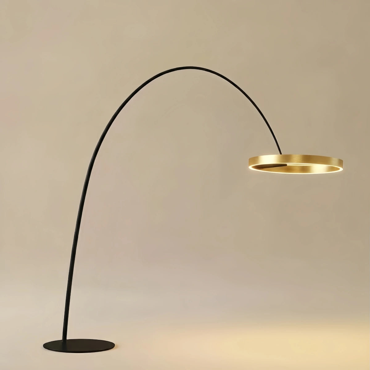 Modern Round Floor Lamp – Minimalist Black Metal Design for Living Room