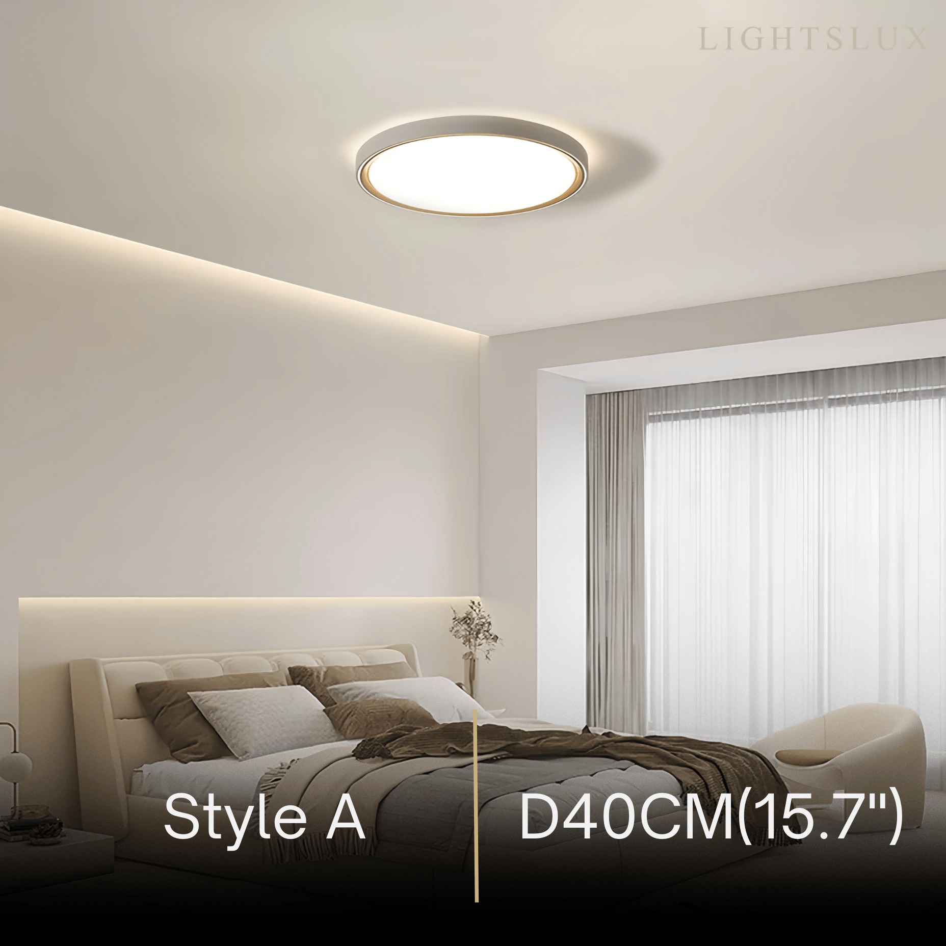 Moderne graue Deckenleuchte „Embrace“ – Metallrahmen, quadratisch/rund, fürs Schlafzimmer