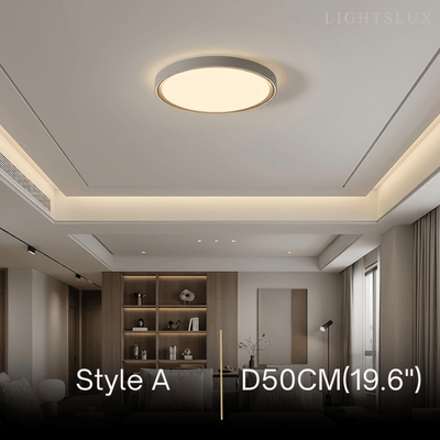 Moderne graue Deckenleuchte „Embrace“ – Metallrahmen, quadratisch/rund, fürs Schlafzimmer