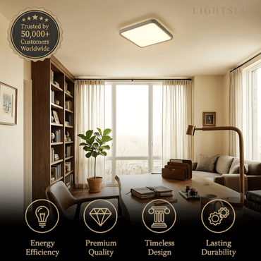 Moderne graue Deckenleuchte „Embrace“ – Metallrahmen, quadratisch/rund, fürs Schlafzimmer