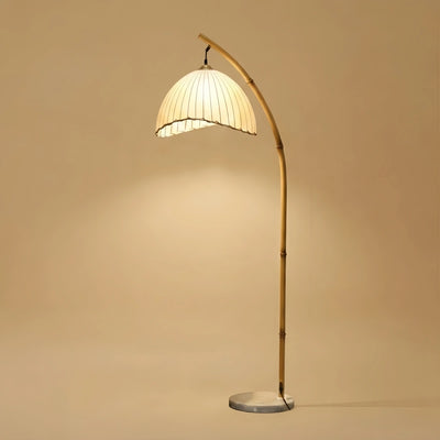 Velora Natural Beige Floor Lamp - Metal Frame with Fabric Bowled Shade