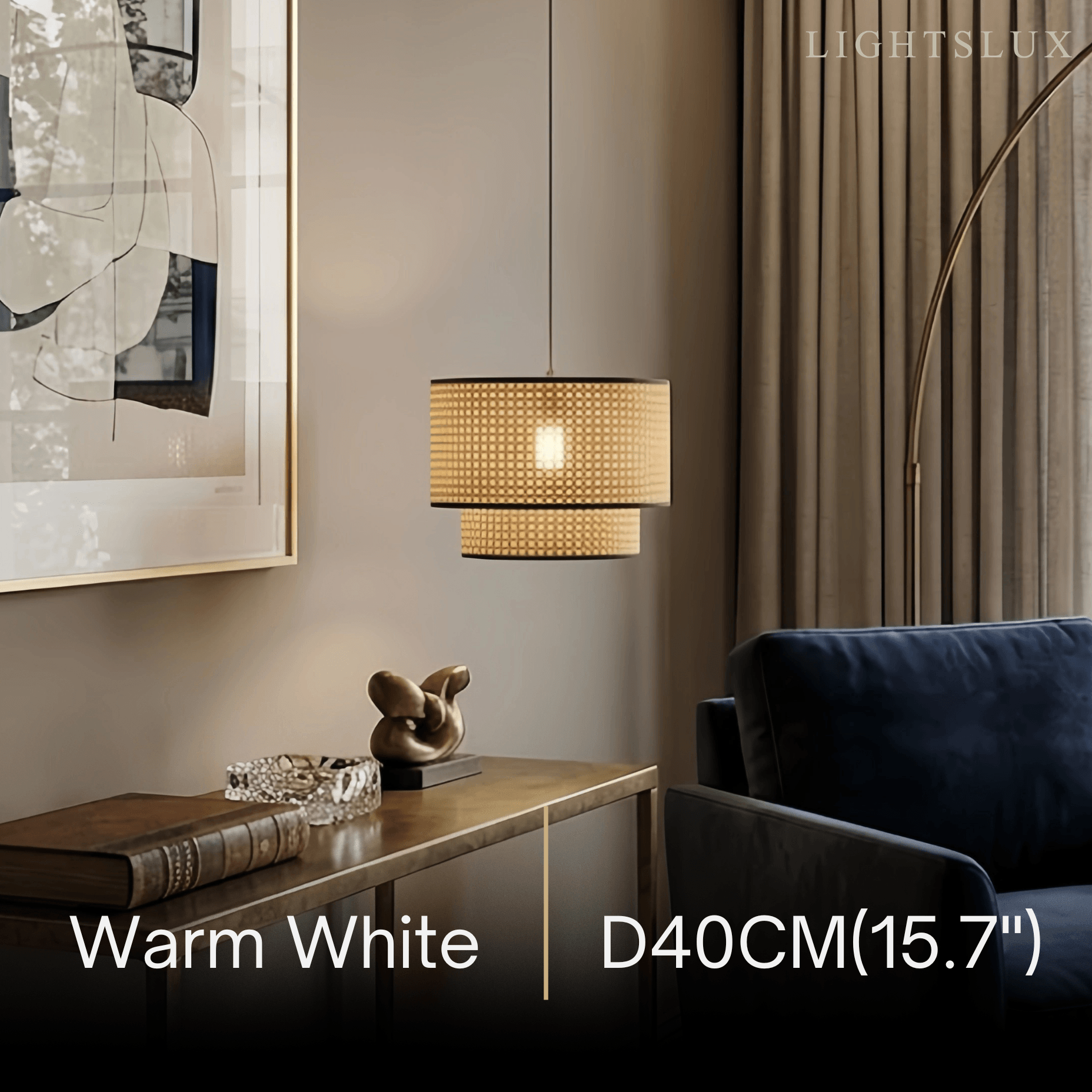 Rattan Pendant Light - Double-Layer Wood Lantern 
