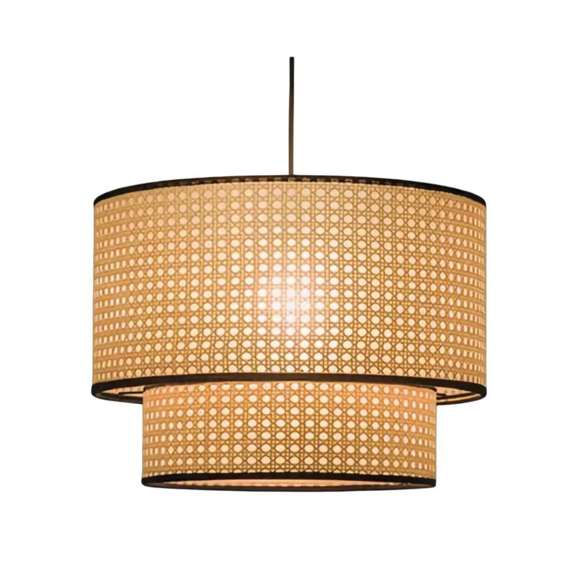 Rattan Pendant Light - Double-Layer Wood Lantern 