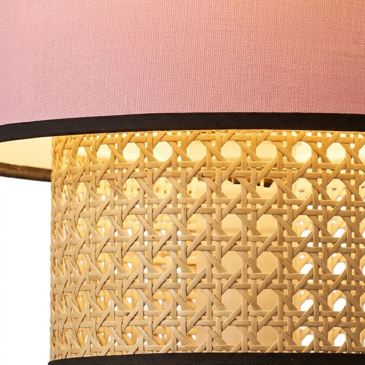 Bamburo Farmhouse Cylindrical Pendant Light - Fabric