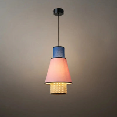 Bamburo Farmhouse Cylindrical Pendant Light - Fabric