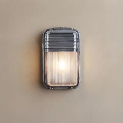 LZ520Irondale Modern Geometric Outdoor Wall Lamp – Silver Metal/Glass for CourtyardC