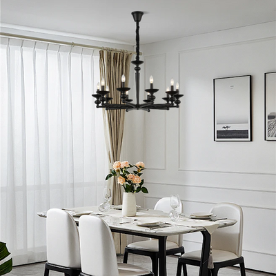 Vintage Black Chandelier - Convertible Wall/Pendant Light with Glass