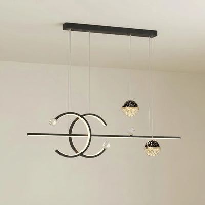 Globe Pendant Light - Black/Gold Metal & Glass 