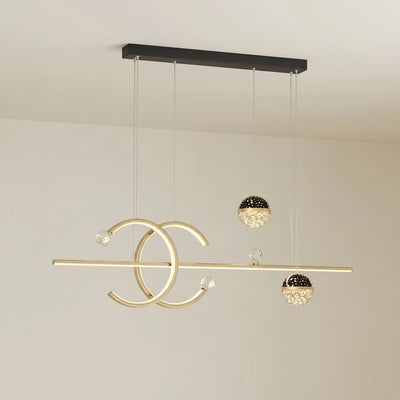 Pendant Light - Black/Gold Metal & Glass 