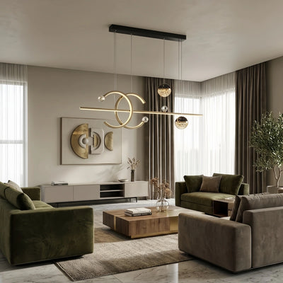 Excelis Modern Globe Pendant Light - Black/Gold Metal & Glass for Dining Room