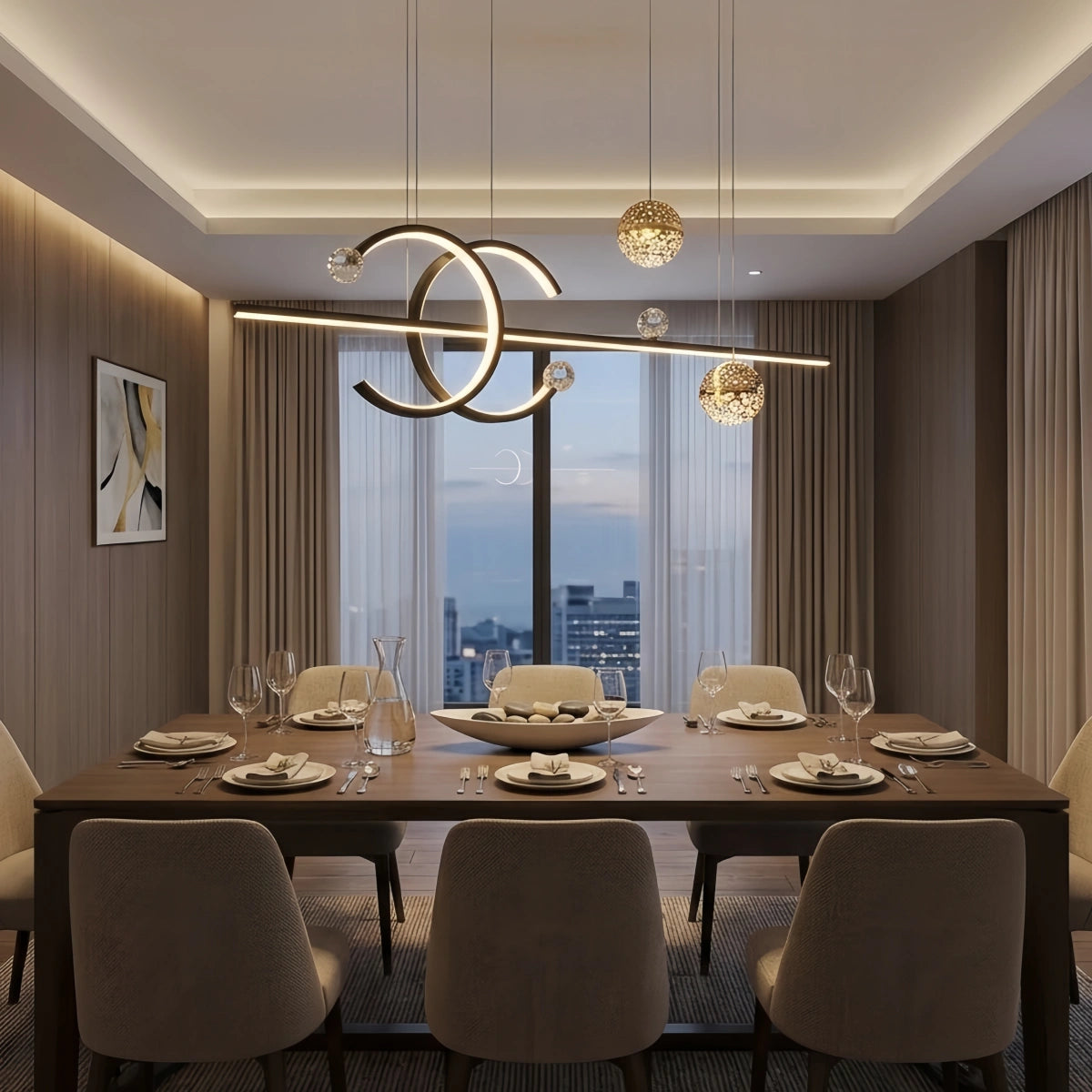 Excelis Modern Globe Pendant Light - Black Metal & Glass for Dining Room