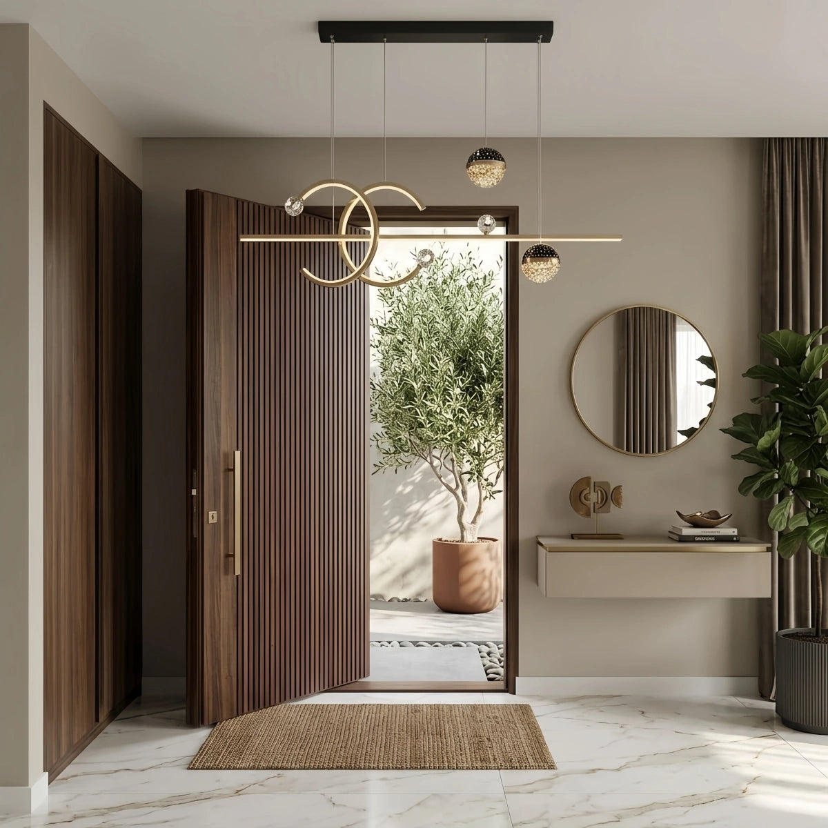 Pendant Light - Black/Gold Metal & Glass for Dining Room