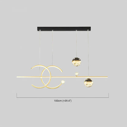 Pendant Light -- Black/Gold Metal & Glass for Dining Room