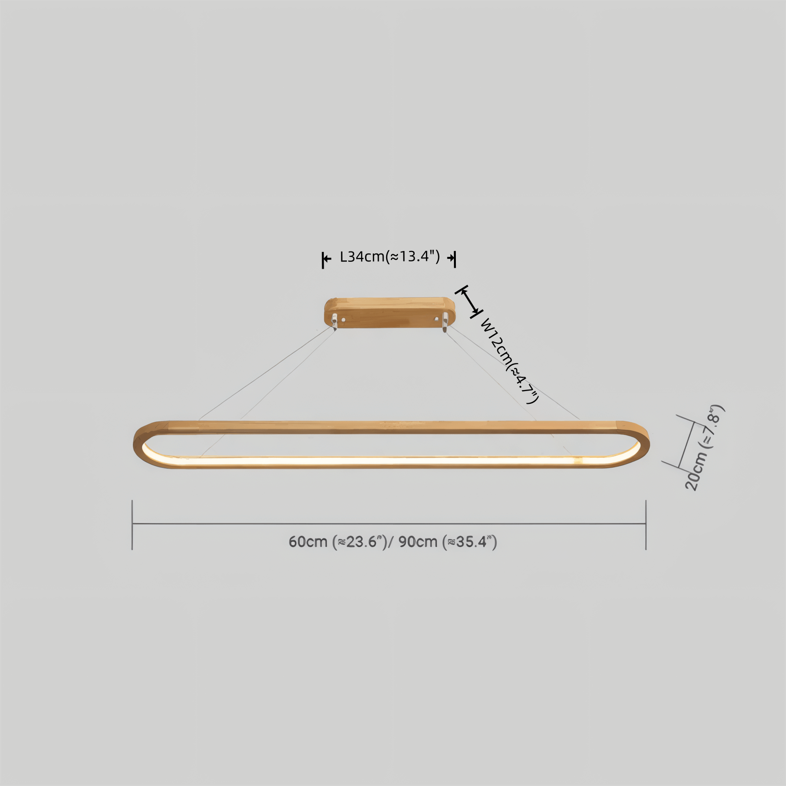 Zenno Minimalistische Pendelleuchte aus Holz – Ovales LED-Design für Wohn-/Esszimmer
