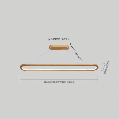 Zenno Minimalistische Pendelleuchte aus Holz – Ovales LED-Design für Wohn-/Esszimmer