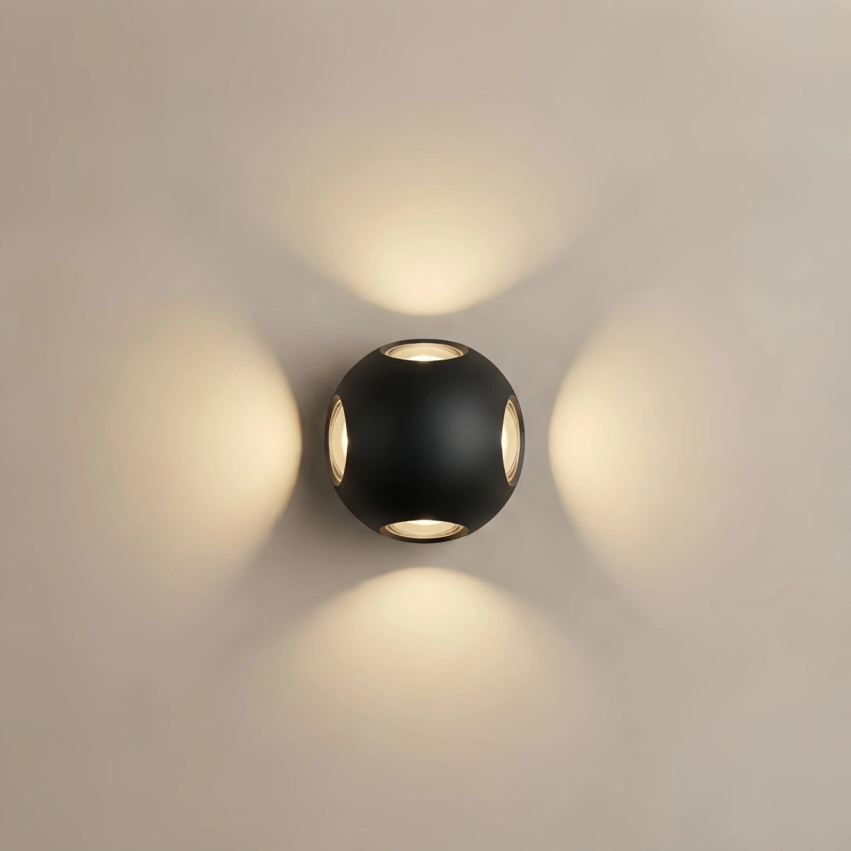 Irondale Modern Globular Outdoor Wall Lamp - Black Metal for Garden