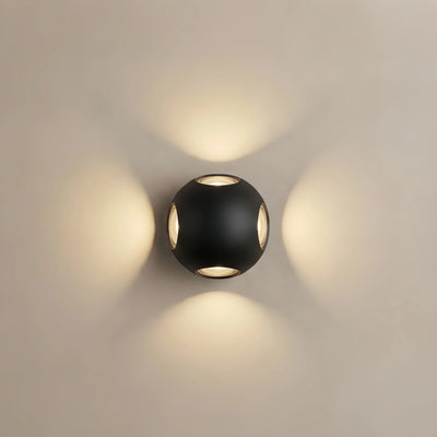 Irondale Modern Globular Outdoor Wall Lamp - Black Metal for Garden