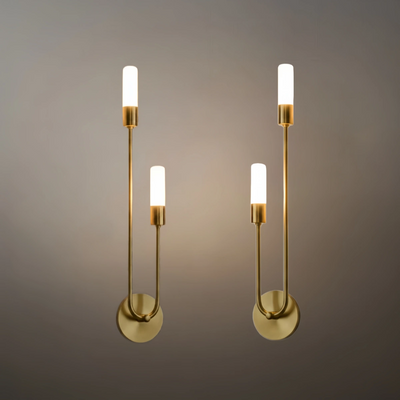 Moderne, U-förmige lineare Wandleuchte von Excelis – Goldfarbenes Metall für Schlafzimmer/Wohnzimmer