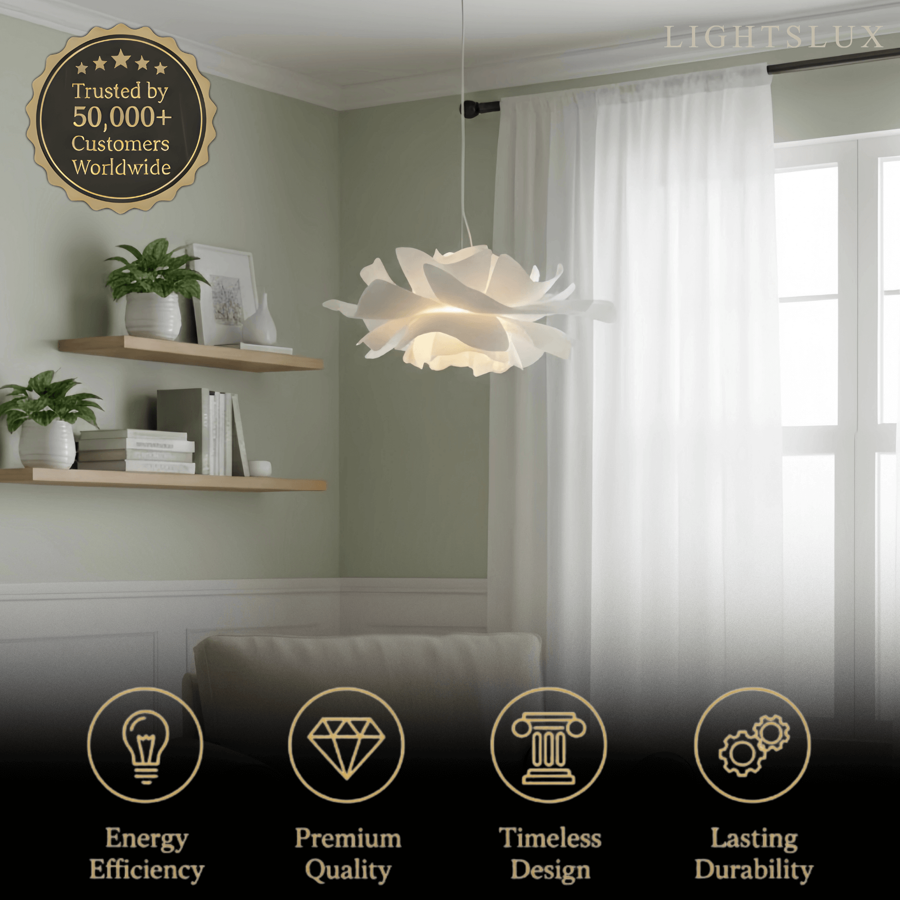 Crema Modern Flower-Shaped Pendant Light – White Metal/Acrylic for Dining Room