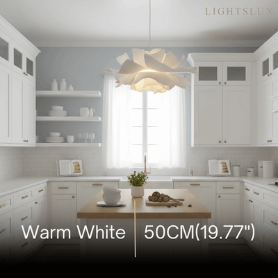 Crema Modern Flower-Shaped Pendant Light – White Metal/Acrylic for Dining Room