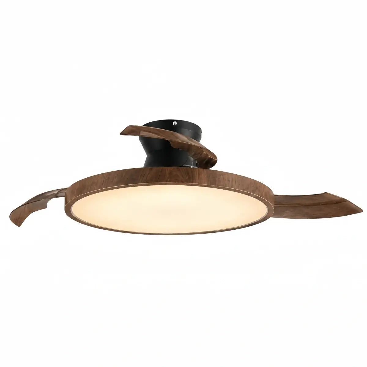 Sandora Modern Ceiling Fan Light -- PVC Acrylic Walnut Wood Black for Bedroom