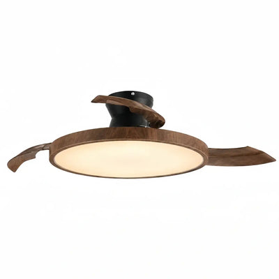 Sandora Modern Ceiling Fan Light -- PVC Acrylic Walnut Wood Black for Bedroom