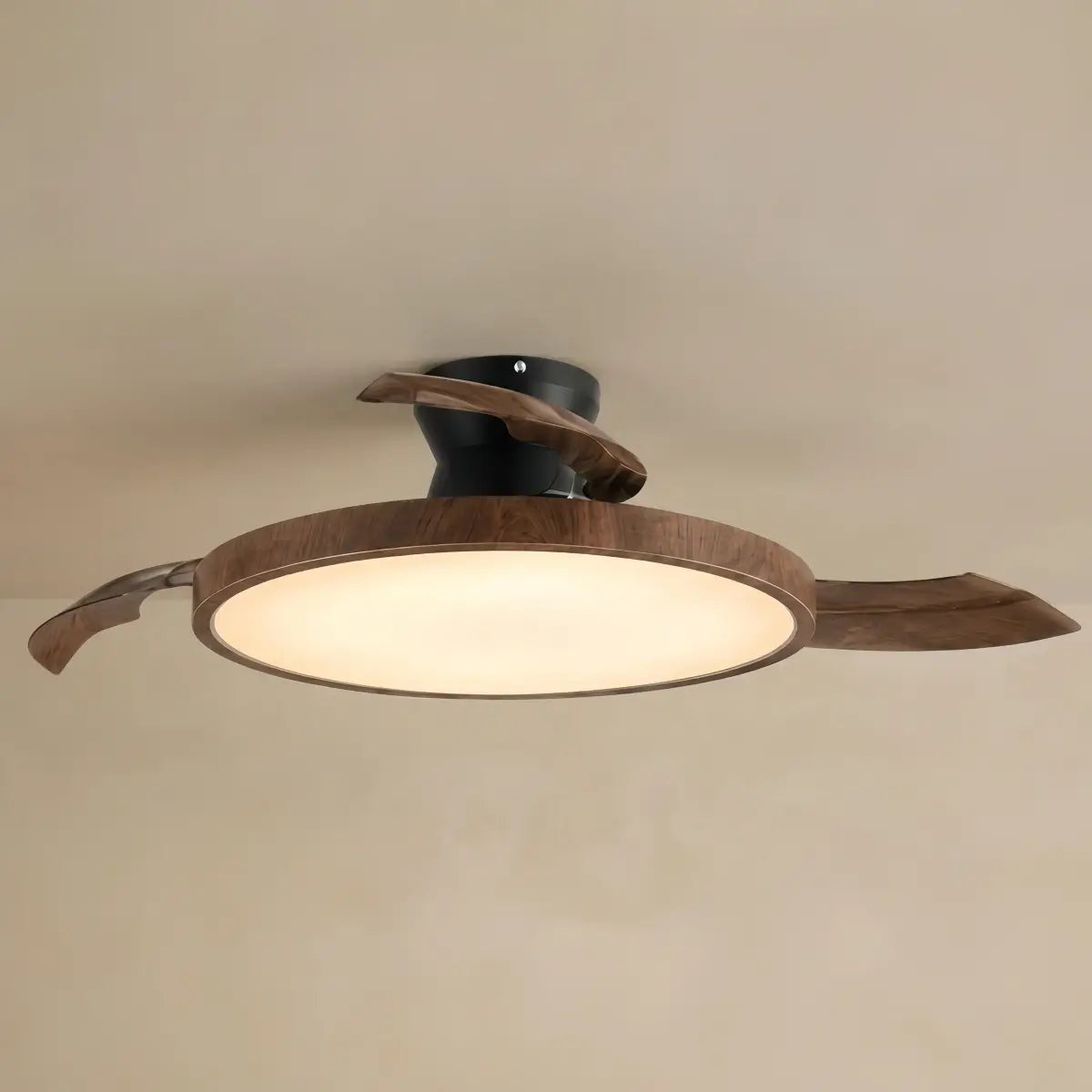 Sandora Modern Ceiling Fan Light -- PVC Acrylic Walnut Wood Black