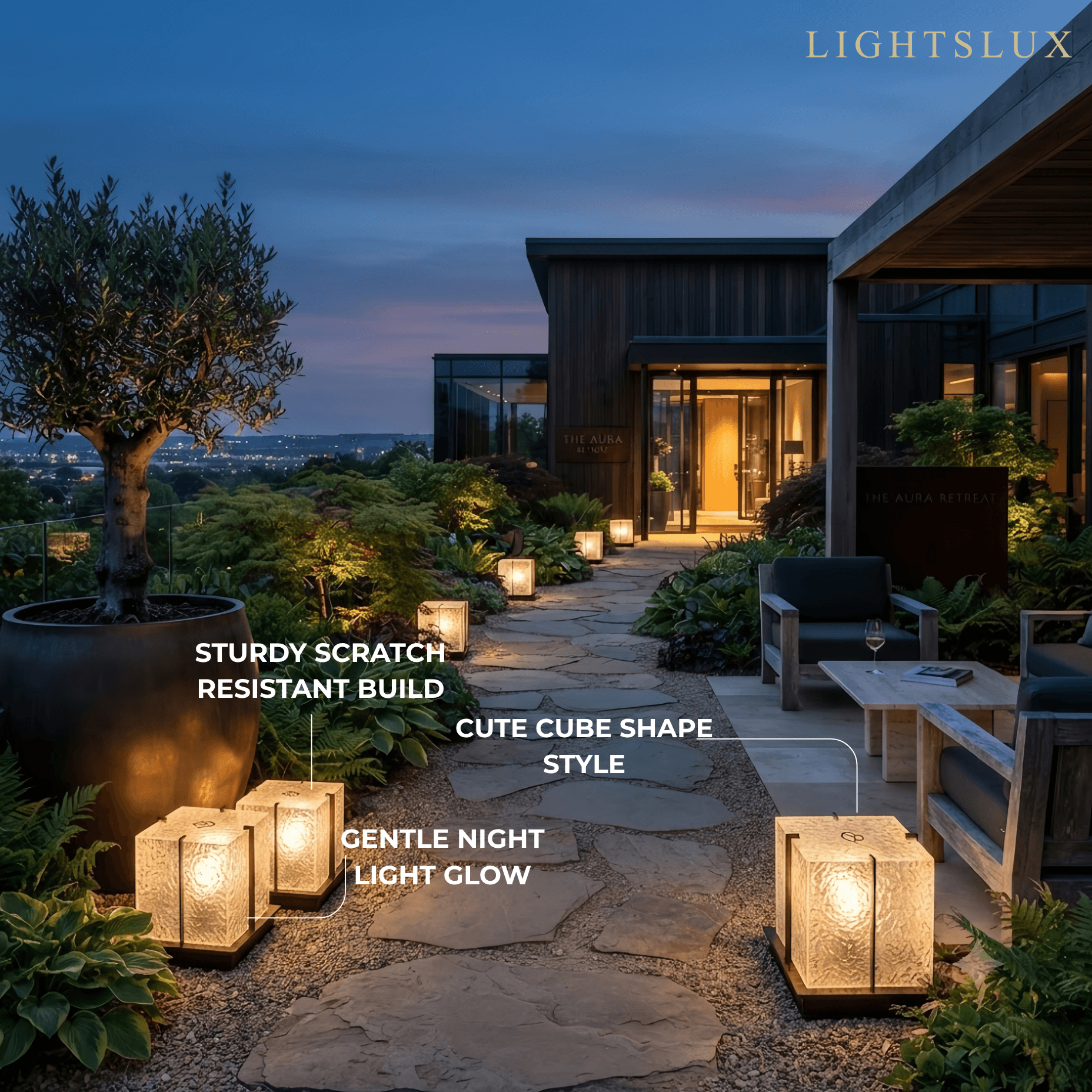 Lunara Modern Outdoor Floor Lamp--Stainless Steel Acrylic for lawn