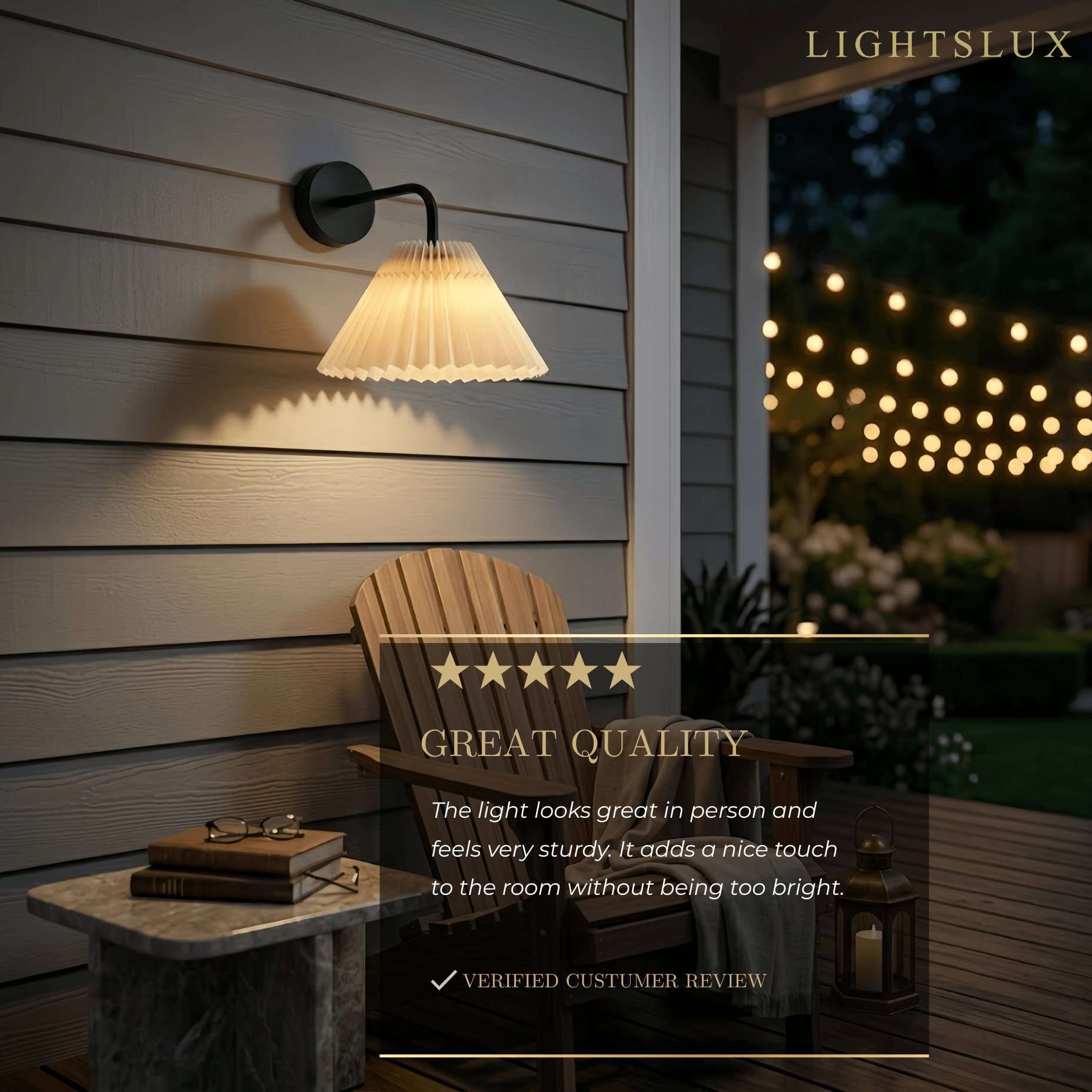  Elegant Wall Lamp--Black or Brass for Outdoor Courtyard