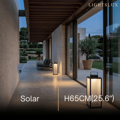 Solara Minimalist LED Outdoor Lantern -- Stainless Steel & PC Black for Garden