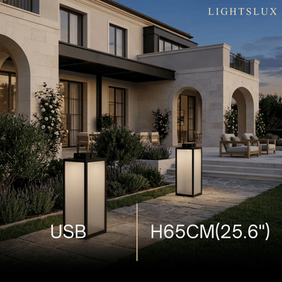 Solara Minimalist LED Outdoor Lantern -- Stainless Steel & PC Black